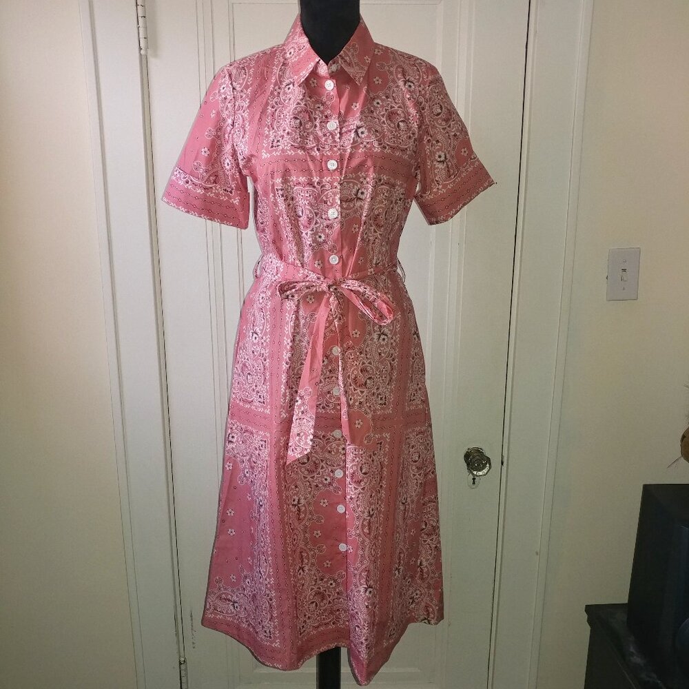 Tyler Boe Pink Paisley Print Belted Shirt Dress - Women's Size Small